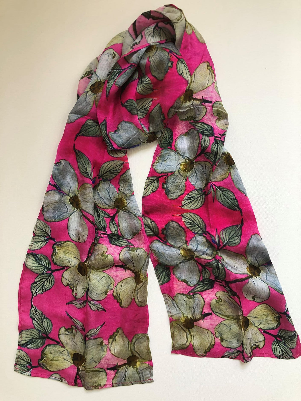 White Dogwood Silk Scarf