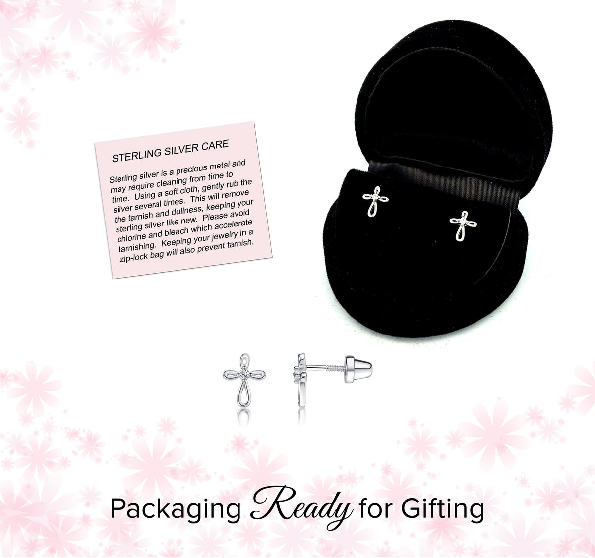 Cherished Moments Cherished Moments Sterling Silver Screw-Back Infinity Cross Earrings - Little Miss Muffin Children & Home