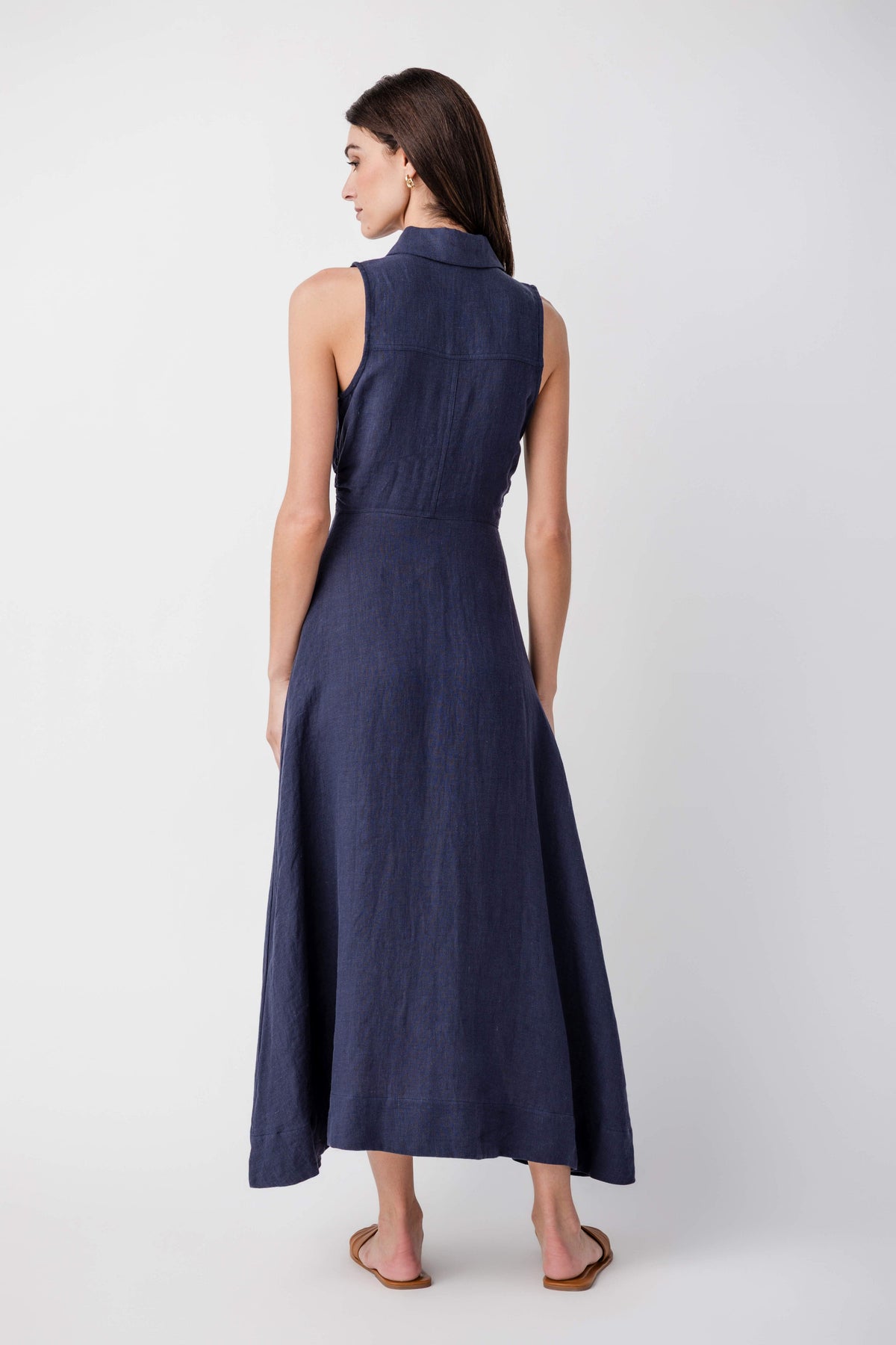 Olivaceous Aimme Button-Front Linen Maxi Dress in Navy - Little Miss Muffin Children & Home
