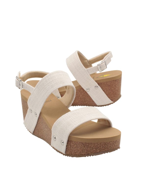 Volatile Volatile Summerlove Linen Strap Wedge Sandal in Bone Linen - Little Miss Muffin Children & Home