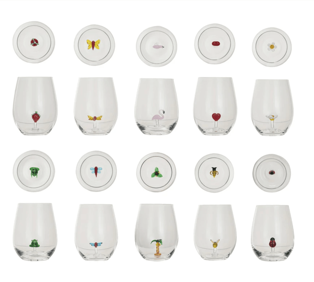 Creative Co-op Stemless Wine Glass with Figure Inside, 10 Available Styles - Little Miss Muffin Children & Home