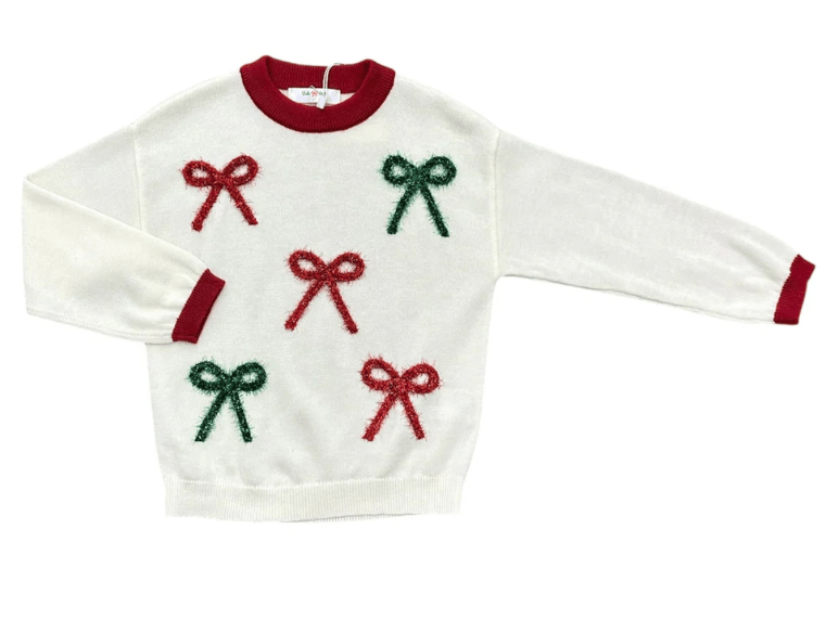Iris Christmas Bows Long Sleeve Sweater