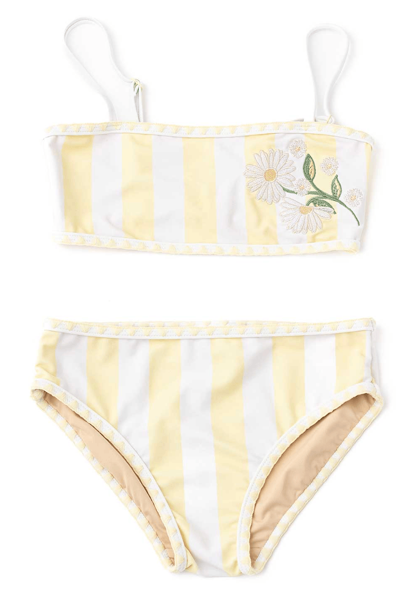Butter Yellow Stripe Embroidered 2pc