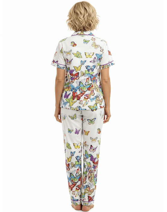 Short Sleeve Butterfly Print Cotton Pajama Set