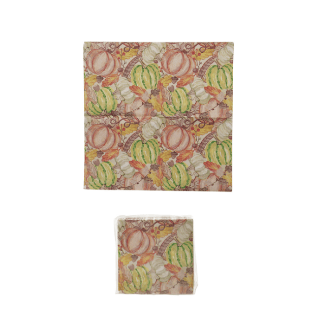 Creative Co-op Paper Cocktail Napkins with Pumpkins, Leaves & Acorns (Contains 50 Folded Pieces) - Little Miss Muffin Children & Home