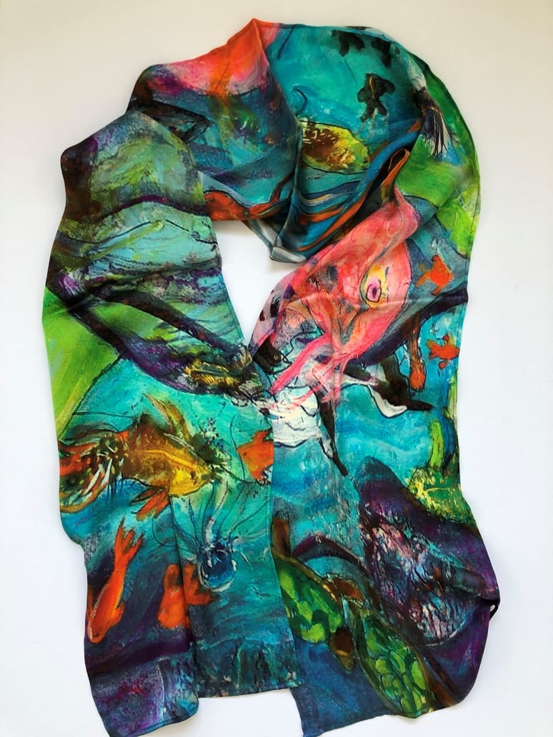 Sea Life Silk Scarf