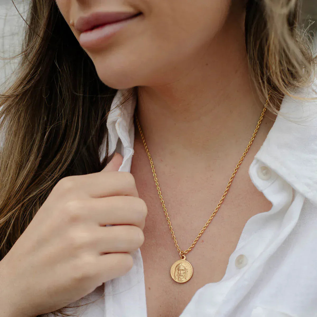 My Saint My Hero Seek Him Necklace, 18K Gold Plated on Rope Chain - Little Miss Muffin Children & Home