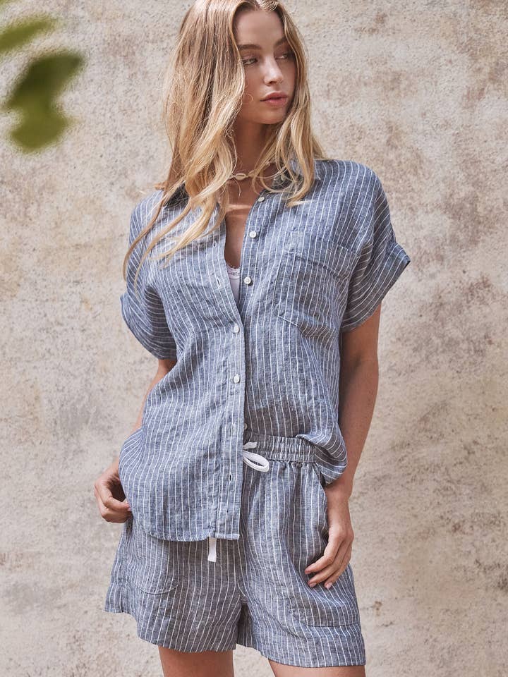Short Sleeve Linen Button Down Shirt