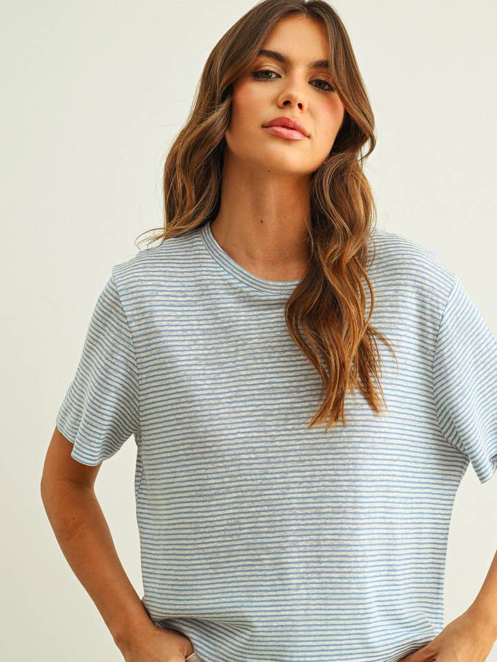 Short Sleeve Striped T-Shirt in Blue