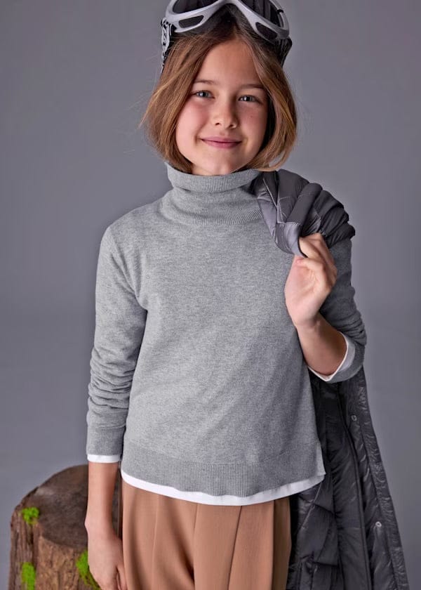 Girls silver grey long sleeve turtle neck