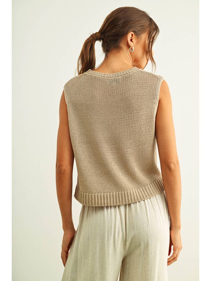 Sleeveless Knit Top in Stone
