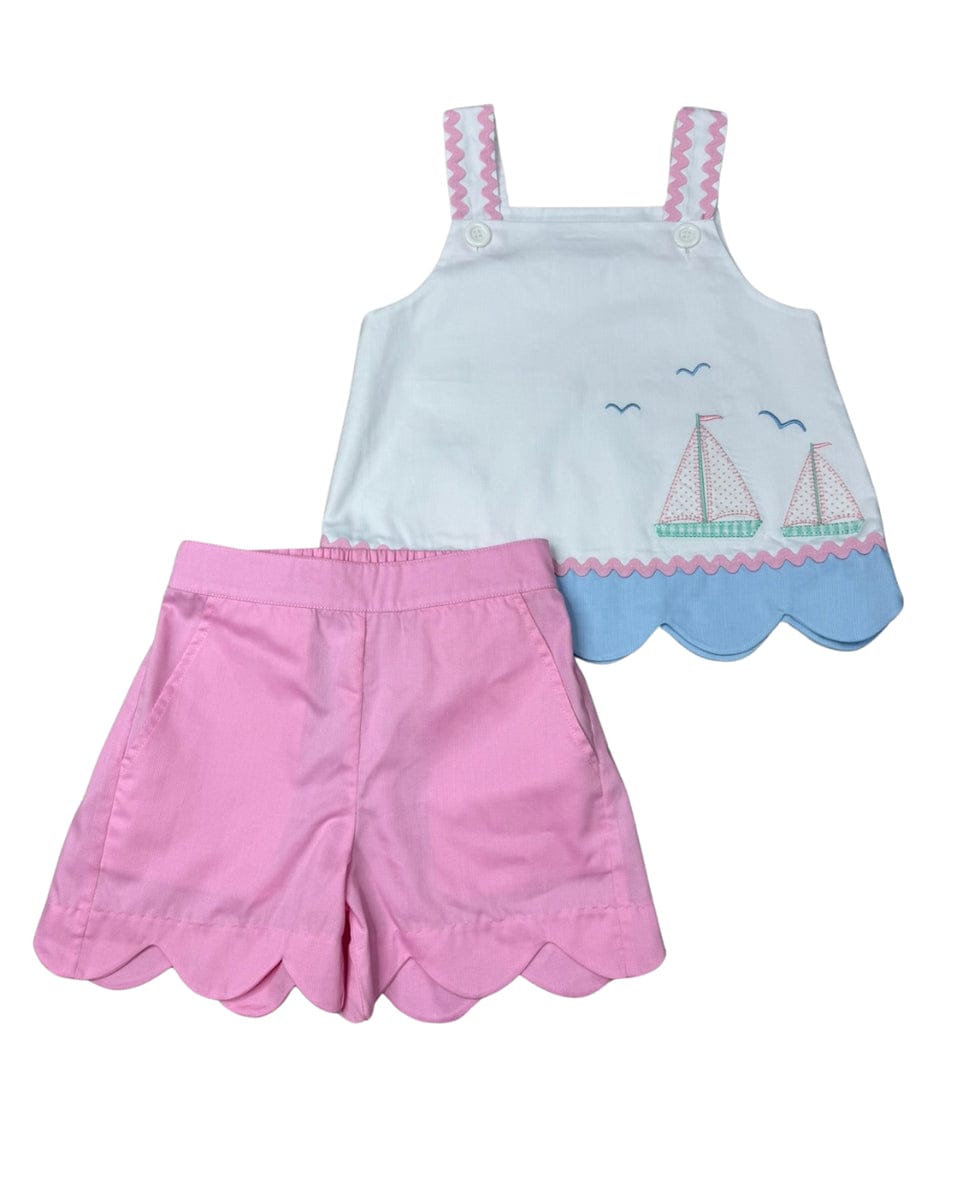 Whimsy Bay Kids St John Sailboats Applique Short Set - Little Miss Muffin Children & Home