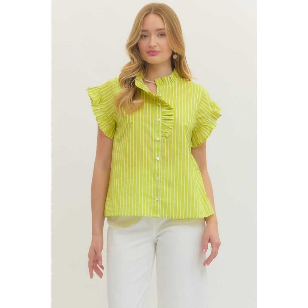 Style USA Lime Striped Short Sleeve Top - Little Miss Muffin Children & Home