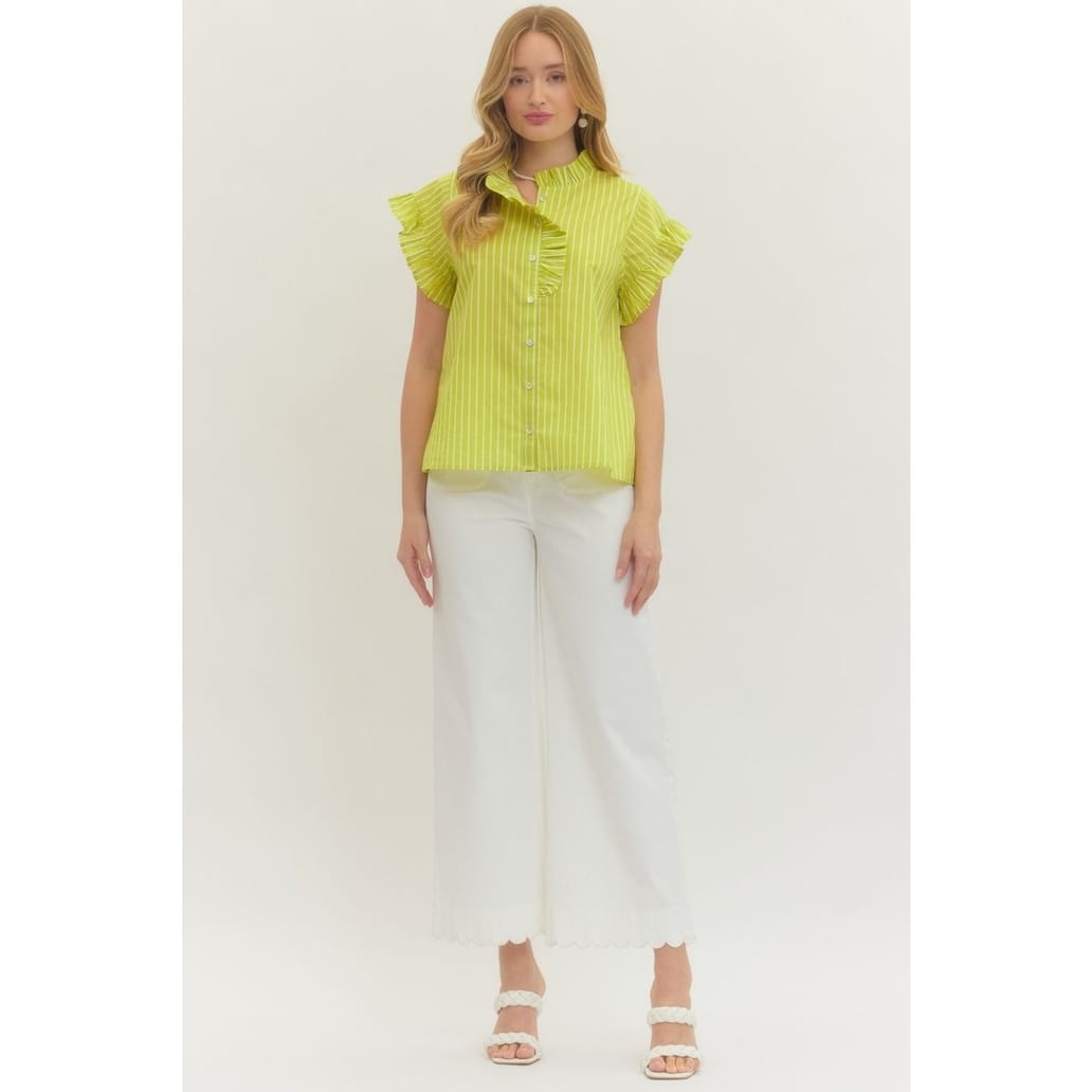 Style USA Lime Striped Short Sleeve Top - Little Miss Muffin Children & Home