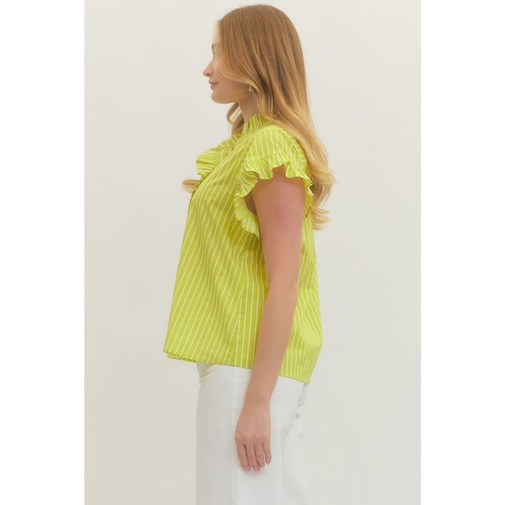 Style USA Lime Striped Short Sleeve Top - Little Miss Muffin Children & Home