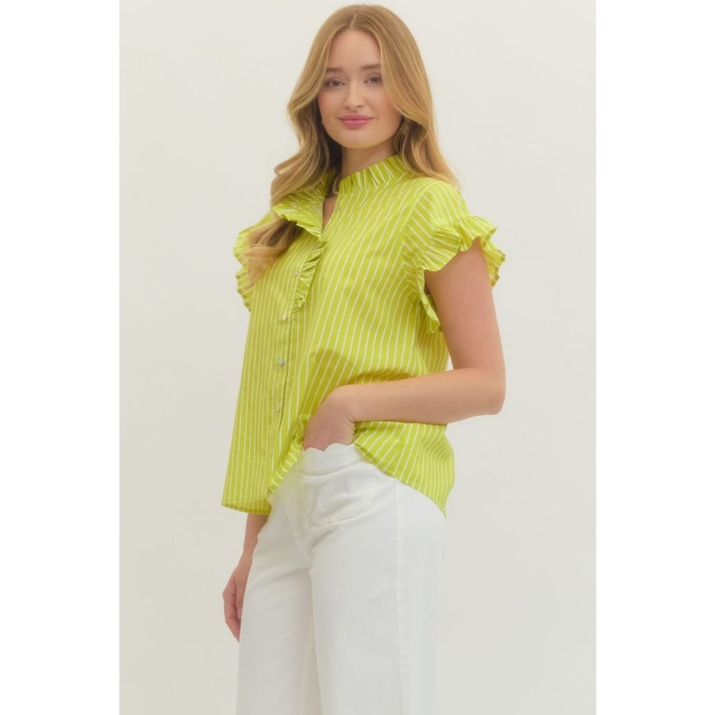 Style USA Lime Striped Short Sleeve Top - Little Miss Muffin Children & Home