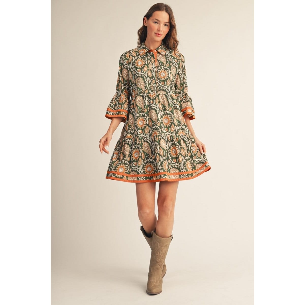 Boho Paisley Floral Dress