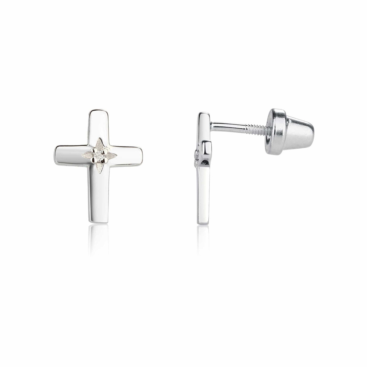 Cherished Moments Cherished Moments Sterling Silver Diamond Cross Earrings - Little Miss Muffin Children & Home