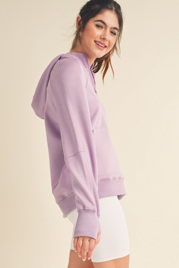 Yelete Yelete Scuba Quarter-Zip Hoodie in Light Purple - Little Miss Muffin Children & Home
