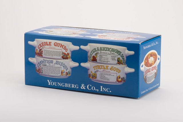 Youngberg & Co Inc New Orleans Restaurant Recipe Soup Bowls with Handles | Set of 4 | Ceramic | Youngberg & Co - Little Miss Muffin Children & Home