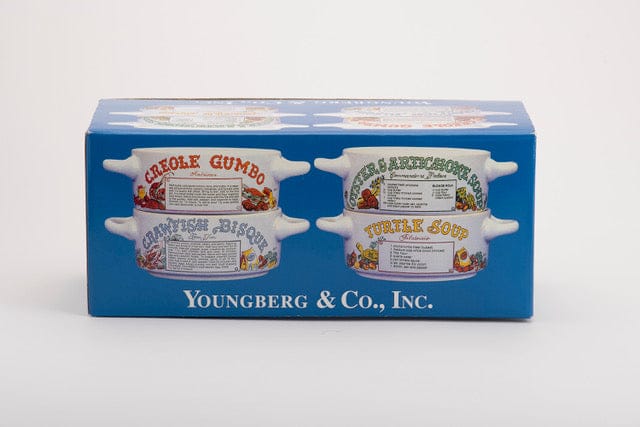 Youngberg & Co Inc New Orleans Restaurant Recipe Soup Bowls with Handles | Set of 4 | Ceramic | Youngberg & Co - Little Miss Muffin Children & Home