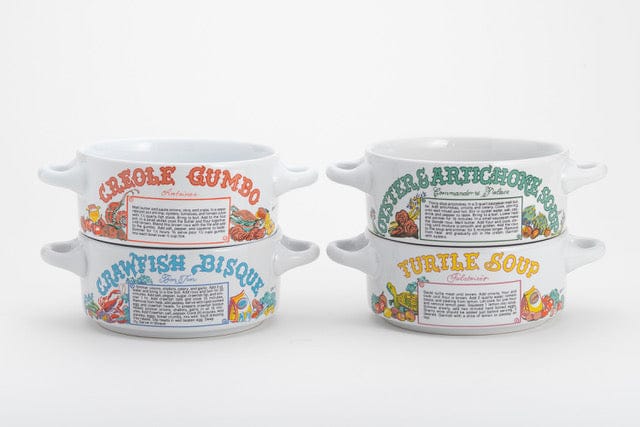 Youngberg & Co Inc New Orleans Restaurant Recipe Soup Bowls with Handles | Set of 4 | Ceramic | Youngberg & Co - Little Miss Muffin Children & Home