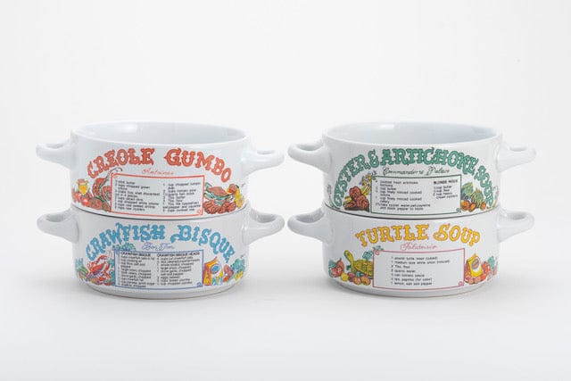 Youngberg & Co Inc New Orleans Restaurant Recipe Soup Bowls with Handles | Set of 4 | Ceramic | Youngberg & Co - Little Miss Muffin Children & Home