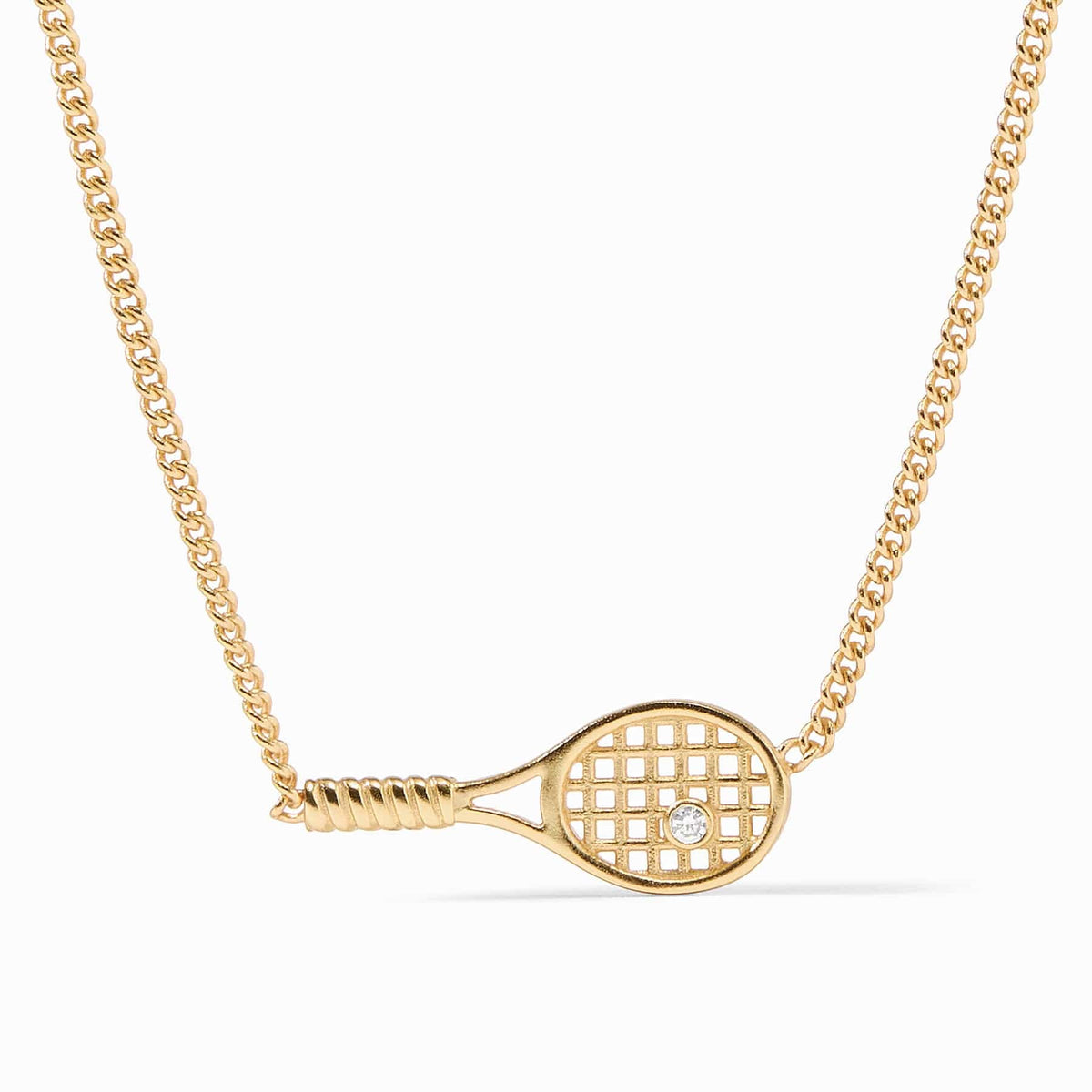 Tennis Racquet Delicate Necklace with Cubic Zirconia
