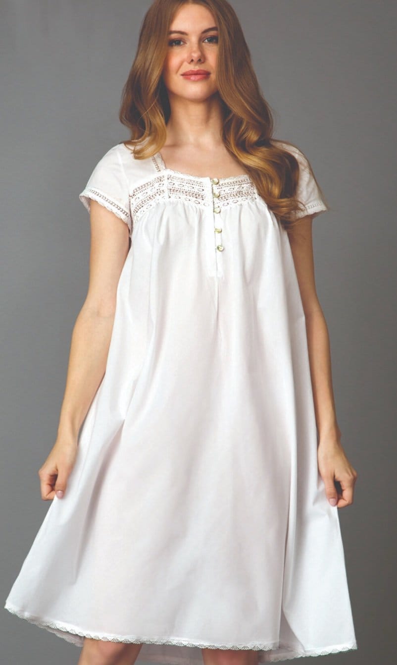 Thea Clarine Short Sleeve Lace Trimmed Nightgown - Little Miss Muffin Children & Home