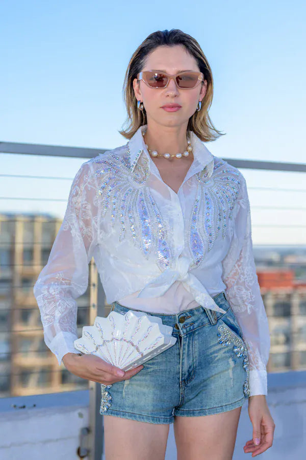 Timmy Woods Beverly Hills Beyonca Luxury White Shirt by Timmy Woods Beverly Hills - Little Miss Muffin Children & Home