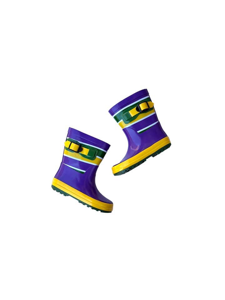 Toddler Unisex Mardi Gras Striped Rain Boots