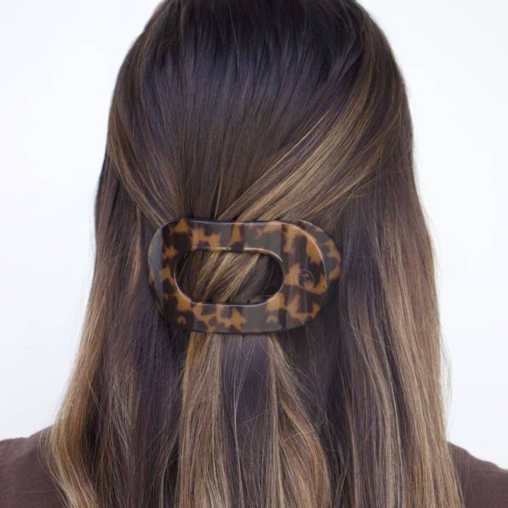 Tortoise Round Flat Hair Clip