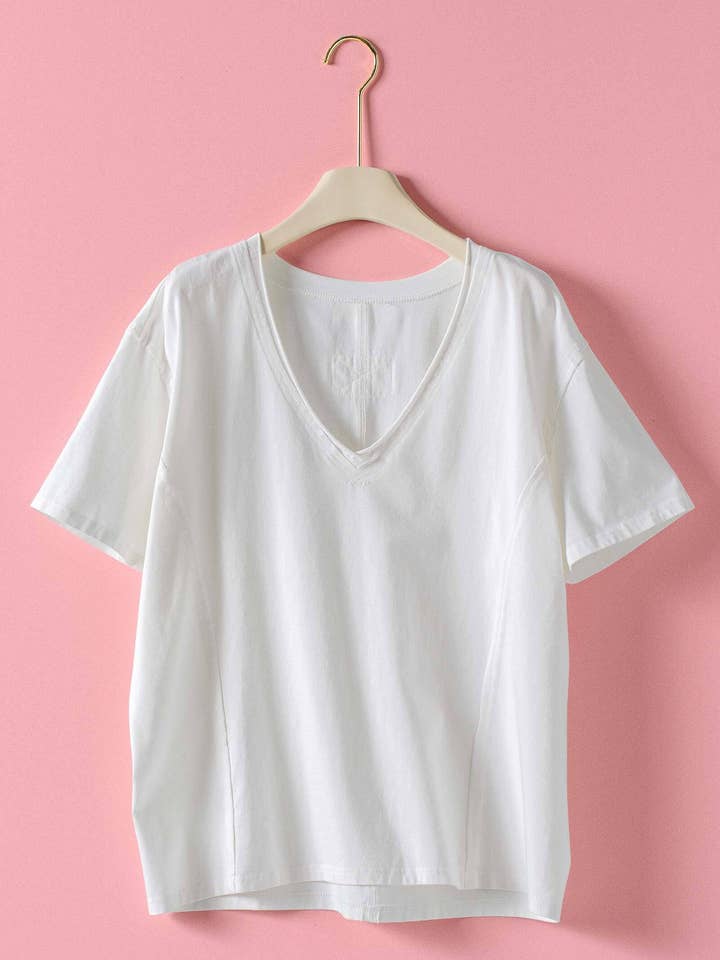 Urban Daizy Exposed Seam V-Neck Tee - Little Miss Muffin Children & Home