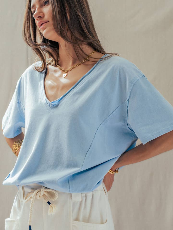 Urban Daizy Exposed Seam V-Neck Tee - Little Miss Muffin Children & Home