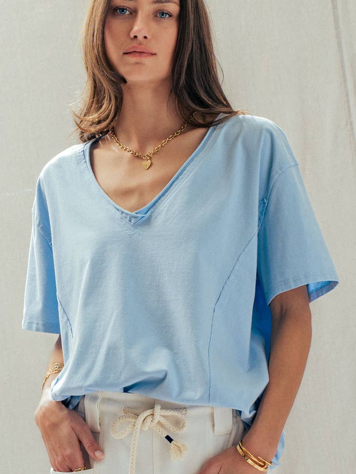 Urban Daizy Exposed Seam V-Neck Tee - Little Miss Muffin Children & Home