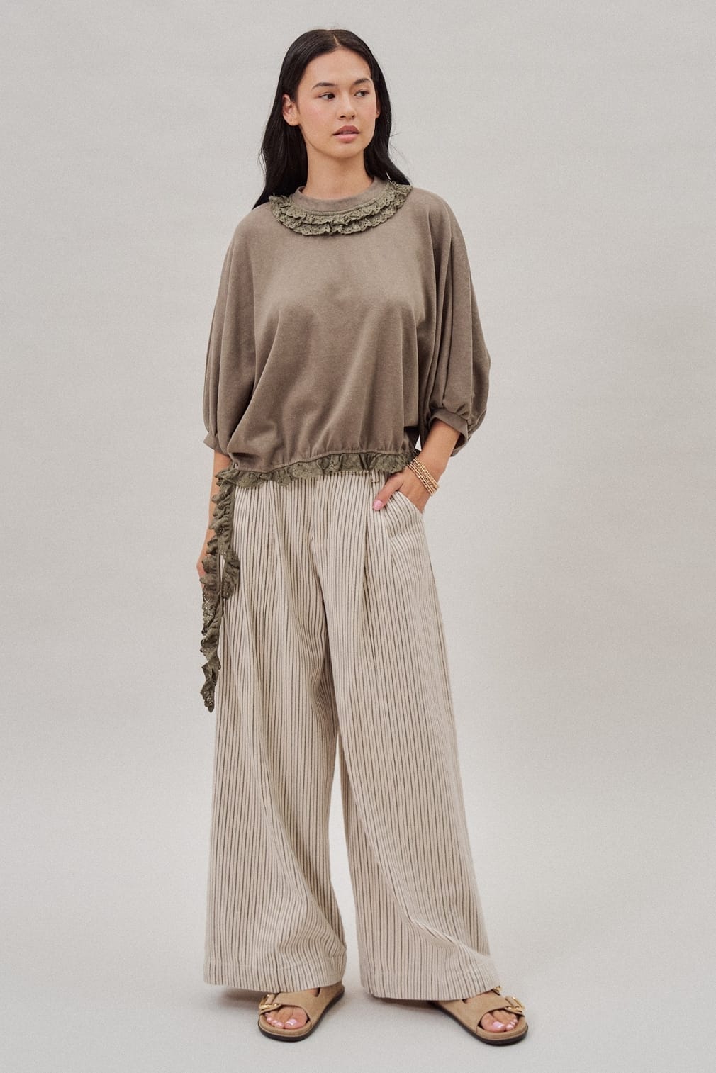 Urban Daizy Crochet Trim Dolman Knit Top with Lace Hem, 2 Available Colors - Little Miss Muffin Children & Home