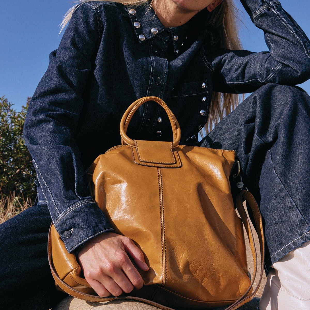 Hobo Hobo Sheila Large Satchel In Polished Leather in Natural - Little Miss Muffin Children & Home