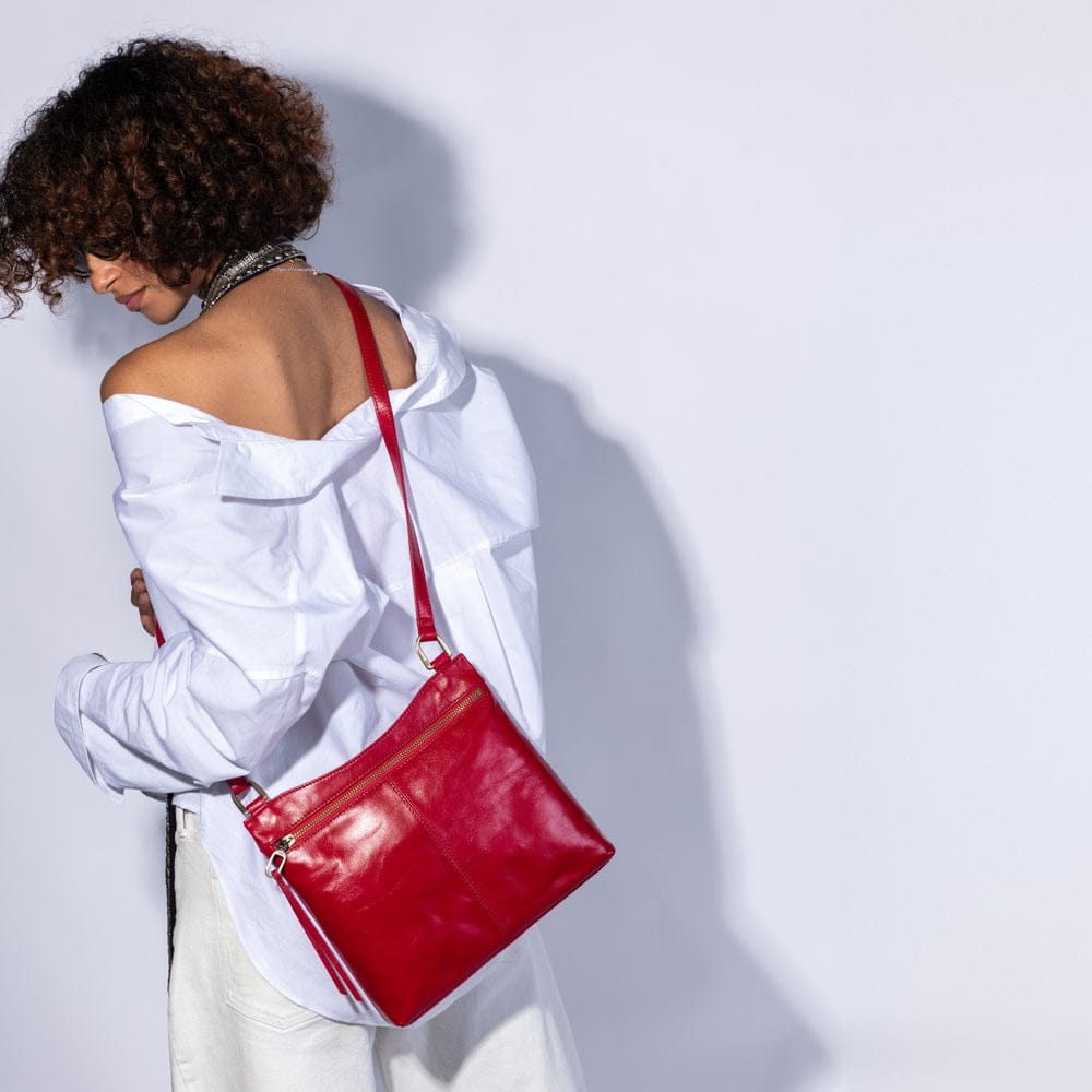 Hobo Cambel Crossbody Polished Leather - True Red - Little Miss Muffin Children & Home
