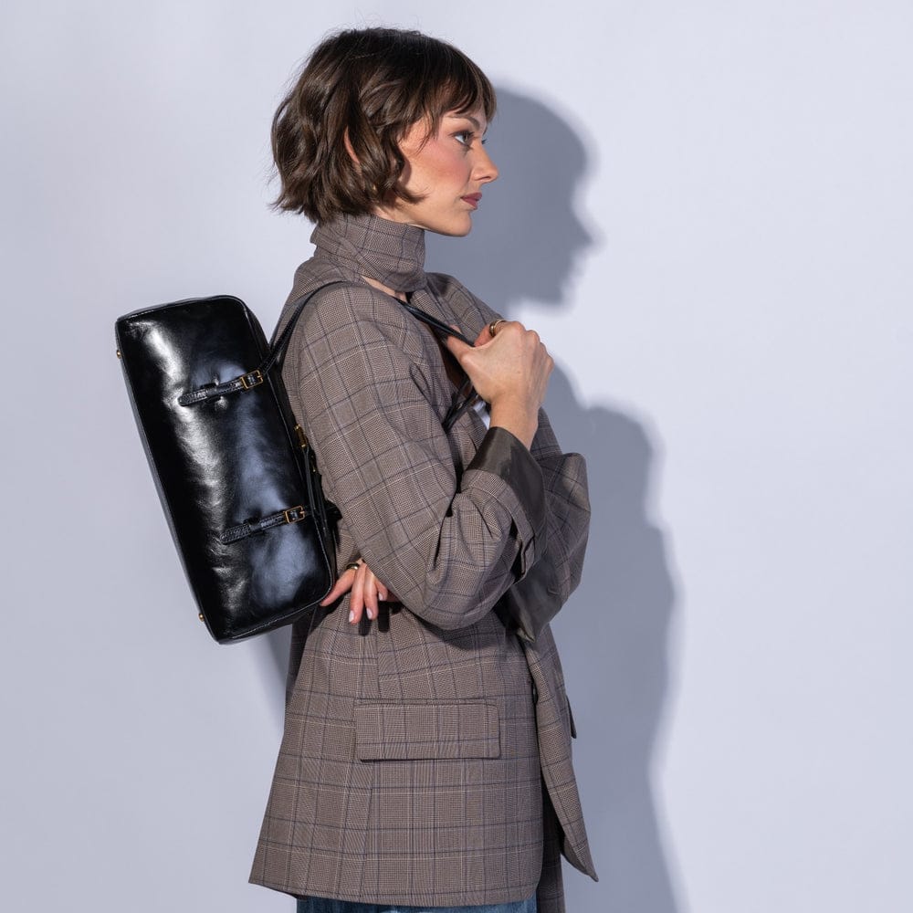 Hobo Scottie Satchel Polished Leather - Black - Little Miss Muffin Children & Home