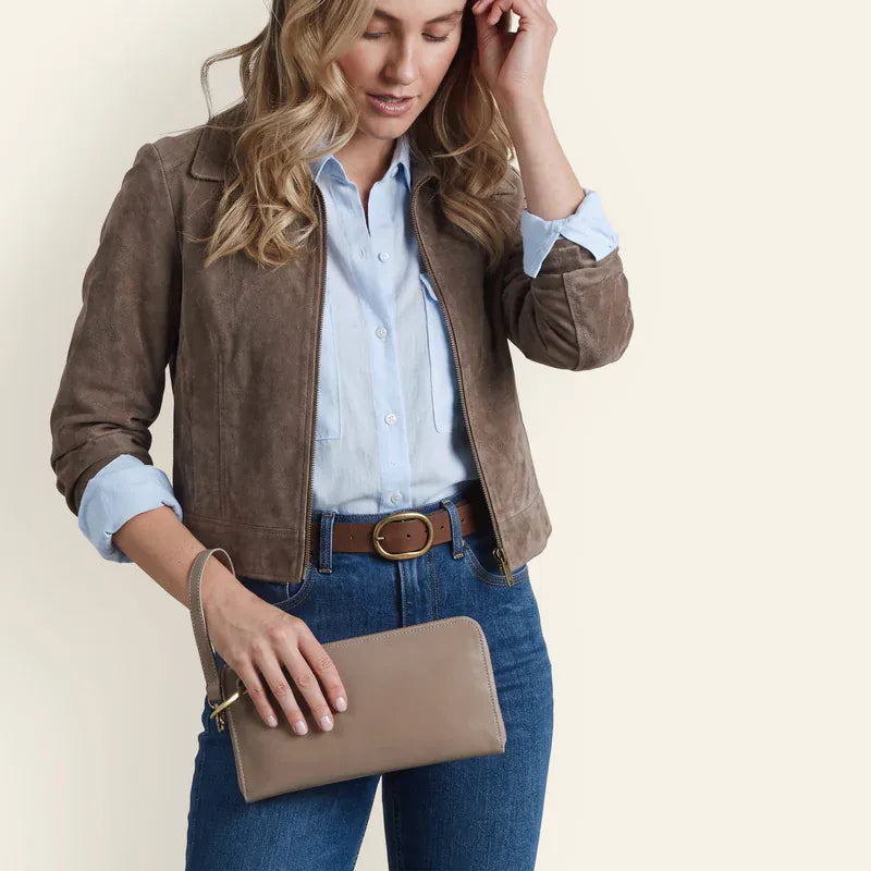 Hobo Hobo Jett Wristlet in Polished Leather - Woodsmoke - Little Miss Muffin Children & Home