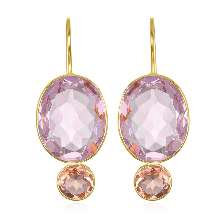 Valencia Grand Oval Earring with Peony Gold