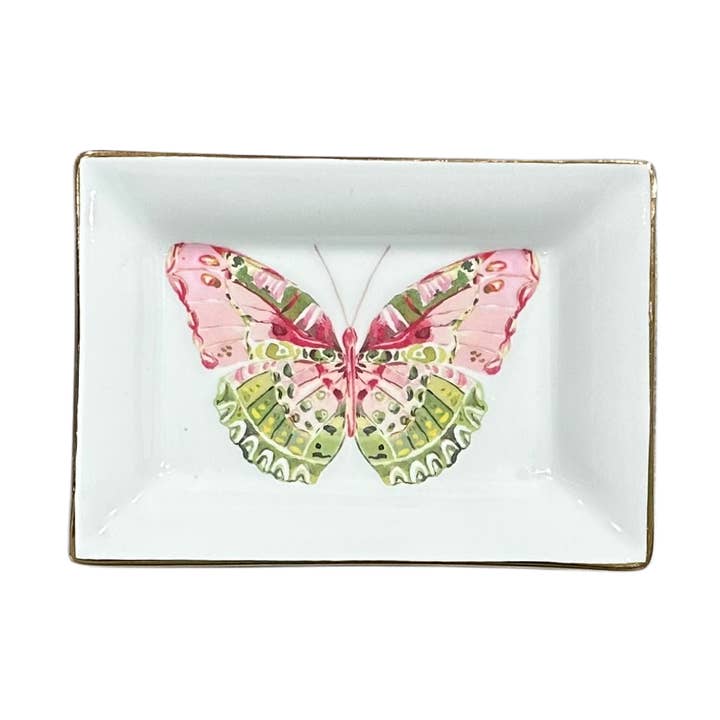 Valentines Butterfly, Pink and Green Trinket Tray