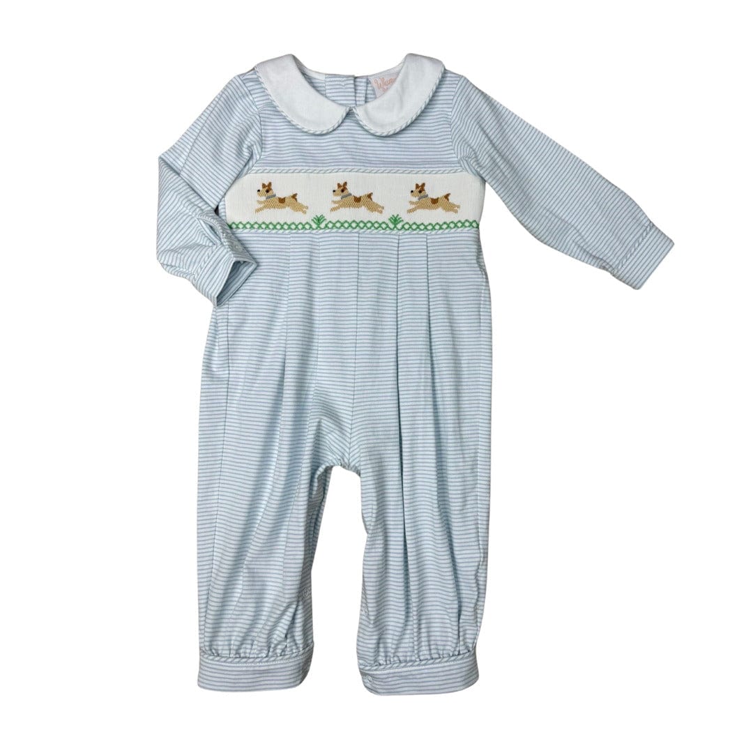 Whimsy Bay Kids Petey Puppy Smocked Collared Romper - Little Miss Muffin Children & Home