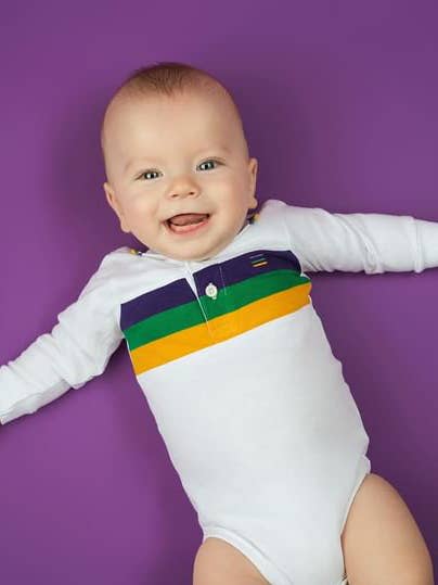 White Chest Stripe Infant Long Sleeve Onesie