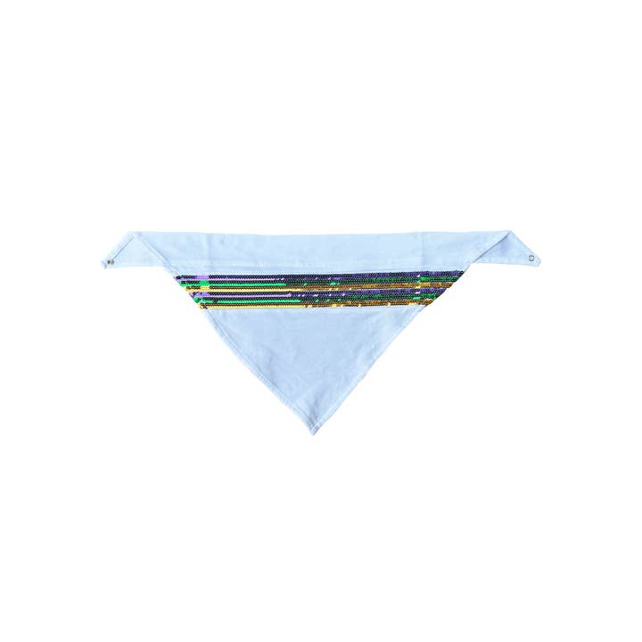 White Mardi Gras Sequin Stripe Bandana Scarf