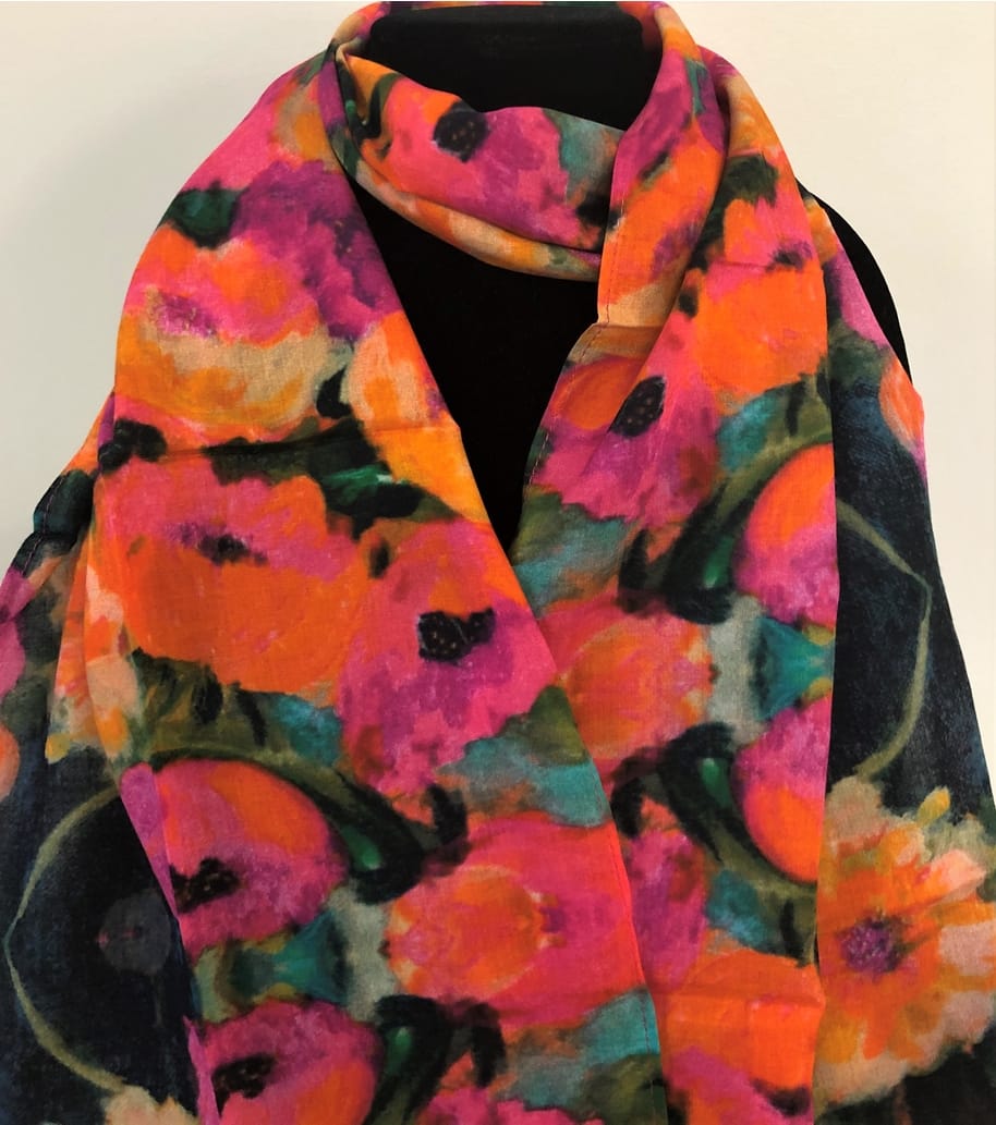Wild Poppies Cotton Scarf