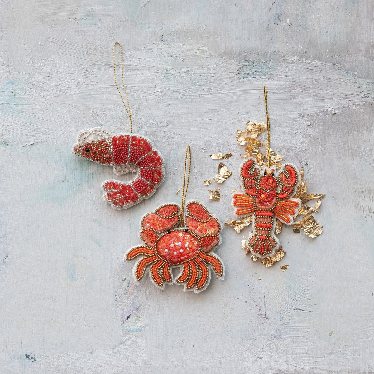 Creative Co-op Handmade Beaded Fabric Crustacean Ornament with Sequins, 3 Styles Available - Little Miss Muffin Children & Home