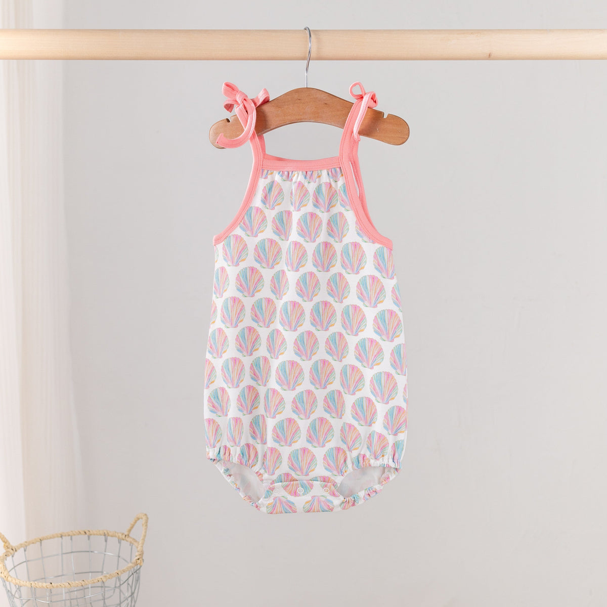 Nola Tawk Shell Yeah! Organic Cotton Shoulder-Tie Onesie - Little Miss Muffin Children & Home