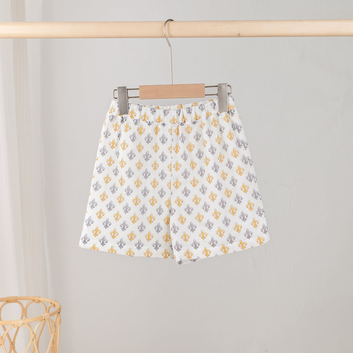 Nola Tawk Black and Gold Fleur de Lis Organic Muslin Shorts - Little Miss Muffin Children & Home