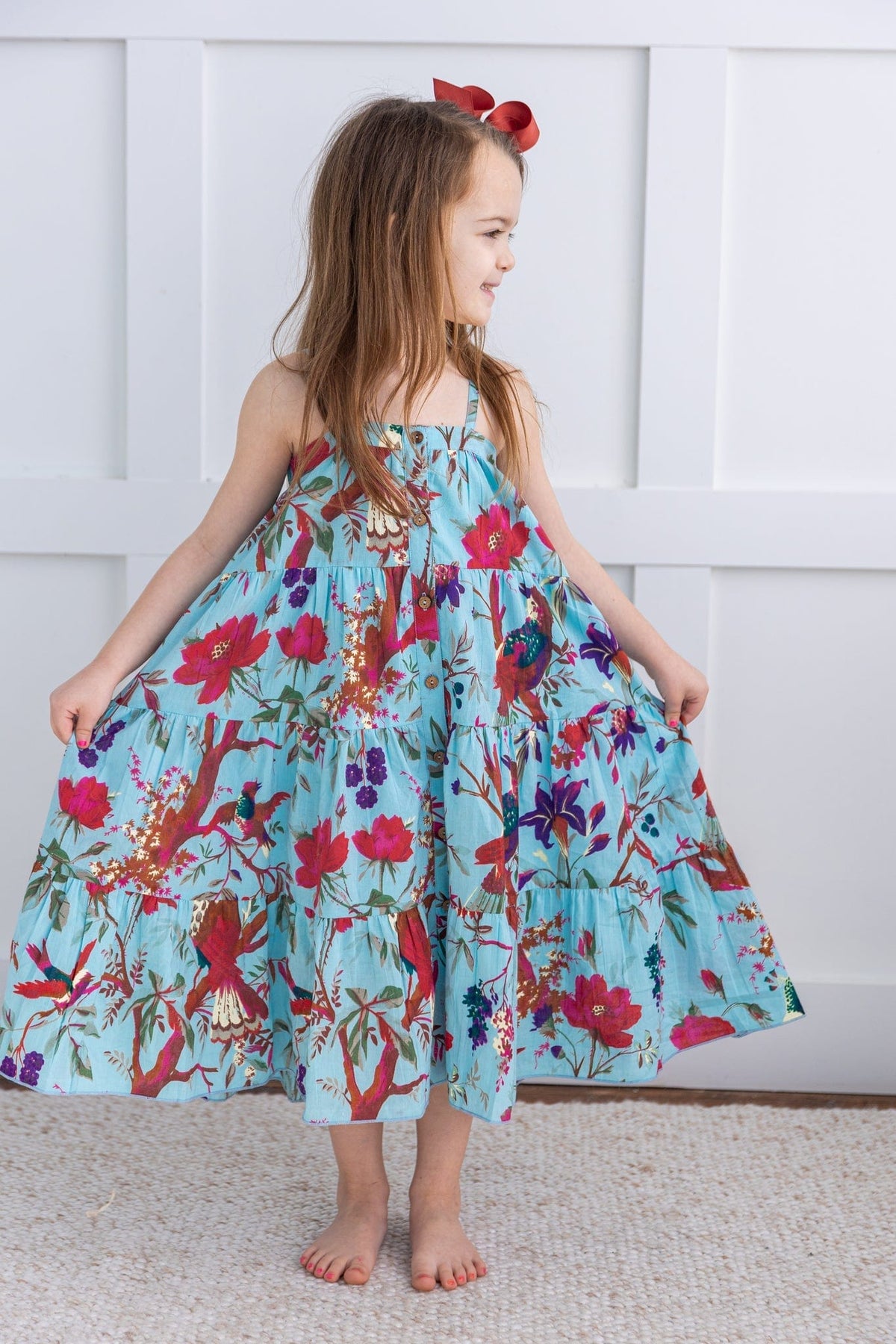Yo Baby Yo Baby Tropical Print Button Front Strappy Sundress - Little Miss Muffin Children & Home